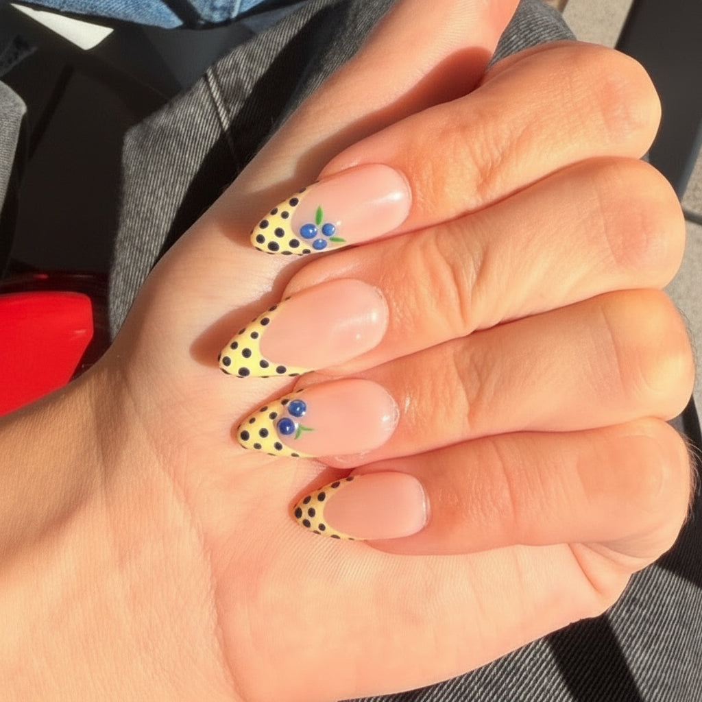 Blueberry Yellow French Tips
