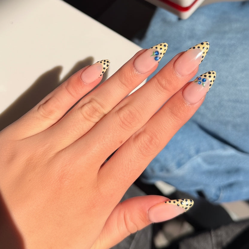 Blueberry Yellow French Tips